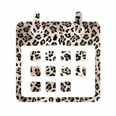 an animal print calendar with the number six on it's side and four smaller squares in the middle