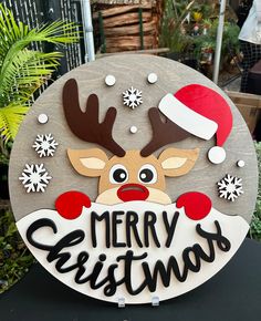 Christmas Sign Holiday Door Sign, Painted Christmas Signs On Wood, Christmas Santa Pictures, Cnc Christmas Projects, Diy Merry Christmas Sign, Merry Christmas Door Hanger, Reindeer Signs Wood, Christmas Cnc Wood Signs, Merry Christmas Door Sign