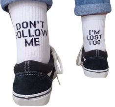 PRICES MAY VARY. Fabric: 90% cotton, 7% acrylic, 3% spandex Knitting Words: Don't Follow Me I'm Lost Too Choose for You and Your Friends, Family, As Birthdays and Christmas Gifts or Daily Wear Unisex Novelty Fun Funky Cool Cotton Tube Crew Cool Athletic Socks Our Size Suitable for Most People Unisex  Novelty Socks Crew Winter Funny Tube Socks Don't follow me I'm lost too -Knitting Words: Don't Follow Me I'm Lost Too~ - Composition: 90% cotton, 7% acrylic, 3% spandex  - Color:White   - Calf lengt Men Fashion Summer, Funny Letters, Art Socks, Stylish Socks, Great Gifts For Men, Sport Style, Funny Socks, Long Socks, Novelty Socks