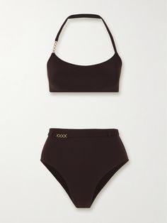 EXCLUSIVE AT NET-A-PORTER. Lido's 'Sessantacinque' bikini is embellished with a gold-tone chain along the slim halterneck strap and high-waist for a touch of glamour. It's been locally made from smoothing stretch fabric in Northern Italy by skilled artisans and comes in a rich brown. Flat Dress Shoes, Floral Dresses Short, 2024 Style, Dress Flats, Sport Swimwear, Sports Skirts, Jo Malone London, Swimsuit Dress, Blue Swimsuit