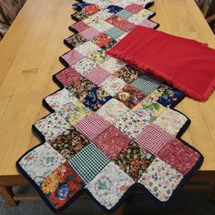 34" X 14" Table Runner Shown On 60" X 30" Table. Euc. Has Been Machine Washed And Dried. Navy Blue Backside. Napkins, Never Used, Are 15" X 16: Not Counting Fringe And In Perfect Condition. No Tags On Either Item. Quilt Placemats Patterns, Simple Table Runner Pattern, Jelly Roll Table Runner, Quilted Tablecloth, Patchwork Tablecloth, Christmas Table Runner Pattern, Table Runner Quilt, Table Runners Patterns, Table Runner Diy