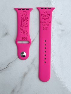 "This listing is for an Alpha Kappa Alpha silicone watch band! Makes the perfect gift for your favorite AKA! Available in all watch band sizes as well as a variety of colors. This product can be customized but keep in mind space is limited. Please add your customization requests in the \"personalization\" section. **Please specify in words not symbols when adding chapter names.** **All watch bands will be \"filled\" with black unless otherwise stated (unfilled-no color).** Due to the material of Personalized Aka Gifts, Aka Gift Ideas, Aka Keychain, Aka Probate, Alpha Kappa Alpha Crafts, Alpha Kappa Alpha Sorority Gifts, Chapter Names, Alpha Kappa Alpha Clothing, Optician Marketing