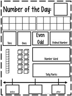 the number of the day worksheet for students to practice numbers in their classroom