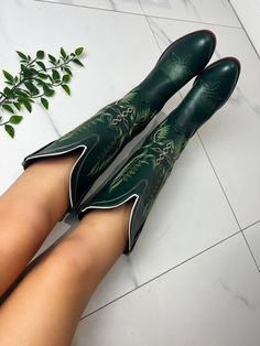 🤍Faster shipping on Diastudios.co.uk  Vegan 🌱 Sizes available: 3-8 UK sizing 🤍If you love these, check out my website, for discounts and new items: (Faster delivery for UK orders also available) diastudios.co.uk  🤍Discount code: 'NEWBIE' Green Fitted Winter Boots, Fitted Green Winter Boots, Green Knee-high Heeled Boots For Fall, Green Western Boots For Rodeo, Green Knee-high Heeled Boots, Fitted Green Knee-high Boots, Western Green Snip Toe Boots, Green Western Boots With Pointed Toe, Green Pointed Toe Western Boots