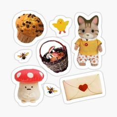 various stickers with animals, eggs and other things in them on a white background