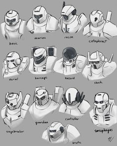 an image of different types of helmets for people to wear on their own face and body