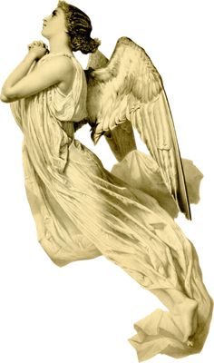 an angel statue is shown in sepia