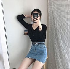 Outfit Ulzzang Girl, Rok Outfit, Ulzzang Style, Korean Casual Outfits, Skirt Midi