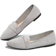 Obtaom Womens Stylish Pointy Toe Loafer Flat are made of soft comfortable faux suede fabric,ensured that your feet comfortable.Elegant ballet flats with soft, breathable soles that keep your feet dry . Perfect for those who sweat more easily or walk a lot. Women slip on shoes , easy to put on and take off. Cute pointed toe design reflect women desire for fashion , youth and beauty. Dress flats for women designed for daily wear and superior fit,walking or working.Ballerina flats are endlessly wea Gray Flats Shoes, Business Professional Shoes For Women, Flat Dress Shoes For Women, Comfortable Work Shoes Women, Penny Shoes, Footwear Inspiration, Grey Flats Shoes, Business Casual Flats, Gray Flats