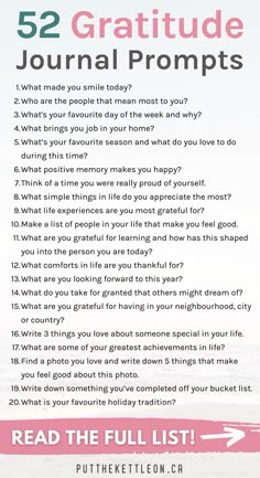 Use this list of gratitude journal writing prompts weekly to change your perspective on life. Learn how to be grateful so you can have more control over your happiness. You can also start a gratitude journal with these tips and ideas. (Gratitude activities, gratitude exercise) Writing Prompts List, Gratitude Prompts, Gratitude Activities, Healing Journaling, Gratitude Journal Prompts, Change Your Perspective, Gratitude Challenge, Wealth Dna Code, Dna Code