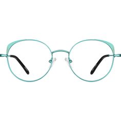 These sweet round metal glasses will add just the right amount of color to any look. Adjustable nose pads and acetate temple tips provide a comfortable fit. | Zenni Women's Round Prescription Eyeglasses Green Stainless Steel Gold Round Glasses, Artsy Vibe, Round Metal Glasses, Round Eyeglasses Frames, Diamond Face Shape, Metal Glasses, Rim Design, Zenni Optical, Diamond Face