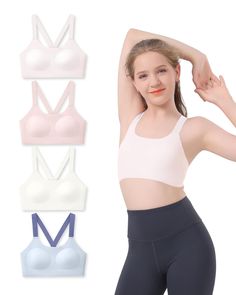 PRICES MAY VARY. Premium Comfort Fabric - Girls training bra crafted from a high-quality blend of nylon and spandex, which offers superior breathability, moisture-wicking properties, and elasticity. The ultra-fine fabric feels silk-like against the skin, providing exceptional comfort throughout the day. This premium material helps keep young girls comfortable and fresh, regardless of their daily activities. Seamless & Lightweight - Teen girl bras designed with a seamless construction and no tags Bra Crafts, Clothing Making, Girls Sports Bras, Best Sports Bras, Sport Bras, Everyday Clothing, Cute Bras, Skin Irritation