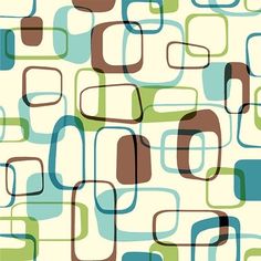 an abstract pattern with squares and rectangles in blue, green, brown and white