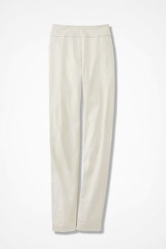 Sleek pull-on pants have a hidden, flexible tummy control panel to trim you comfortably. Slim lines fit close to the body while stretch fabric moves with you, resists wrinkles and retains its shape wear after wear. Faux front pockets and fly, back patch pockets. Imported Linen Ankle Pants, High Neck Tankini Top, High Neck Tankini, Knit Maxi Skirt, Travel Wear, Knit Denim, Shape Wear, Plus Size Pants, Casual Stripes