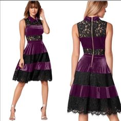 Nwt Venus Velvet And Lace Purple Black Combination Party Dress In Size 10. Never Worn! Brand New In Packaging. Excellent Condition And Quality! Polyester. Beautiful Satin Lining From Waist Down. Gold Tone Back Zipper And Hook Closure. Really Gorgeous And Unique Style! See Measurements In Pictures. Bundle And Save Purple Fitted Midi Evening Dress, Purple A-line Dress For Night Out, Party Dress With Lace Patchwork, Knee-length, Knee-length Party Dress With Lace Patchwork, Knee-length Lace Patchwork Party Dress, Purple Mini Length Dress For Formal Occasions, Purple Fitted Midi Dress, Sleeveless Lace Patchwork Mini Dress For Cocktail, Purple Fitted Midi Length Dress