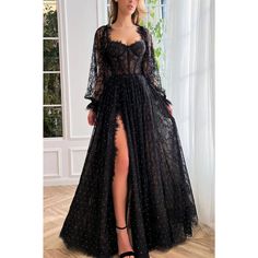 Long Sleeve Black Maxi Dress, Sukienki Plus Size, Vintage Black Dress, Vintage Prom, Sweetheart Prom Dress, Prom Dresses Vintage, A Line Prom Dresses, Gowns Of Elegance, Sleeve Maxi Dress