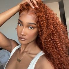 Alipearl Ginger Hair Wigs Deep Wave Ginger Brown 13x4 Lace Frontal Wigs -Alipearl Hair Ginger Hair Wig, Color Deep Wave Wig, Wigs Deep Wave, Ginger Color, Deep Wave Wig, Ginger Brown, Wave Texture, Ginger Hair Color, Lace Frontal Wigs