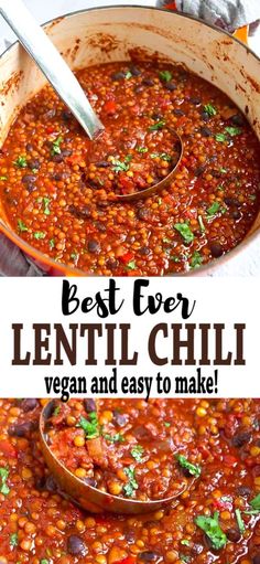 the best ever lentil chili is made with fresh vegetables and easy to make