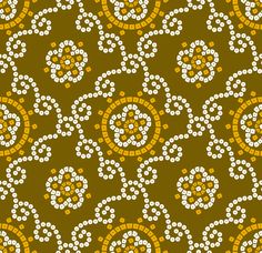 an orange and white pattern with circles on brown background, which is very similar to the same