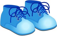 a pair of blue baby shoes with laces