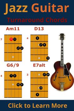 the guitar chords for jazz guitar are arranged in four different positions, including an e - z