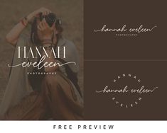 the hannah photography logo is shown in three different colors and font styles, including brown