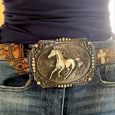 New Beautiful Silver Horse Western Belt Buckle. 4.52"X3.54". Belt Not Included. I Have Hundreds Of Western And Other Belt Buckles Listed. Cowboy Belt Buckle Aesthetic, Cowboy Accessories Men, Big Belt Buckle, Belt Buckles Men's, Cowboy Accessories, Gucci Gg Belt, Cowboy Belt Buckles, Horse Western, Gg Belt