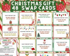 christmas gift cards with the words, merry wishes and candy canes in red green and white