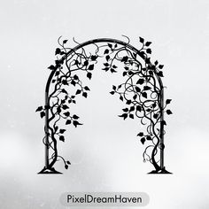 an arch with vines on it and the words fixdream haven above it in black ink