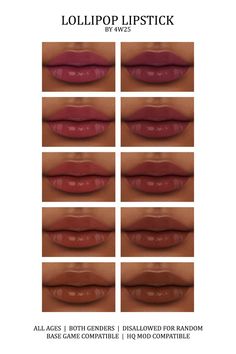 the lip chart for wonder lipstick