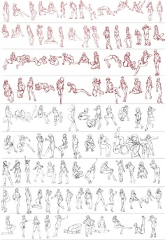 the various poses and positions of an animated character