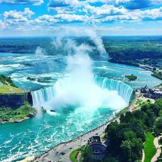 an aerial view of niagara falls and the canadian side