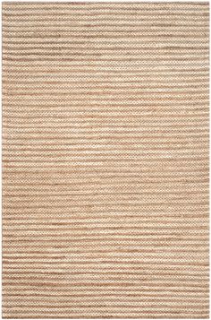 an area rug with brown and white stripes