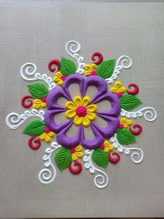 Rangoli designs Rangoli Images, Rangoli Beautiful, Unique Rangoli, Border Rangoli, Rangoli Designs Simple Diwali, Big Rangoli, Colorful Rangoli, Rangoli Designs Latest