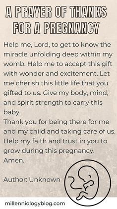 a prayer for a baby with an image of a child's head in the middle