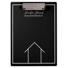 a clipboard with a house on it and the words, home stories written in white ink