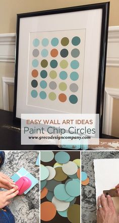 Paint Chips Diy, Paint Samples Crafts, Paint Swatch Art, Easy Wall Art, Paint Chip Crafts, Circle Artwork, Paint Chip Art, Chip Art, Paint Store