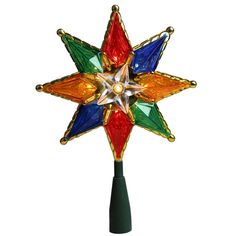 Multi color 8 point star Christmas tree topper. Pre lit with 10 mini lights. If one bulb burns out the rest will stay lit Star Christmas Tree Topper, Lighted Tree Topper, Star Christmas Tree, Prelit Tree, Tree Star, Christmas Tree Star, Black Christmas Trees, Star Tree Topper, Star Christmas