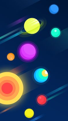 an image of colorful circles on a dark background with light coming from the top and bottom