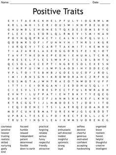 a word search for positive and negative words