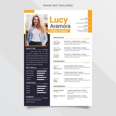 a professional resume template with orange accents