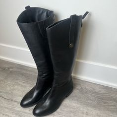 Color: Black Leather Size: Women’s 8 Width: Medium Our Classic Leather Riding Boot, Penny, Adds Luxe Equestrian Chic To Any Outfit With Its Sleek, Timeless Silhouette. This Universally-Flattering Style Features A Pull-On Tab And Back Zipper Closure For Comfort And Ease. Pair Them With Skinny Jeans And A Blazer Now Or Bare Legs And A Tailored Dress Later For Unstudied Preppy Elegance. Heel Height: 1.25 Inches Platform Height: 0.25 Inches Toe: Rounded Toe Closure: Zipper Boot Shaft: 16.75 Inches Calf Circumference: 15 Inches Material:Leather Insole: Synthetic Equestrian Chic, Zipper Boots, Riding Boot, Leather Riding Boots, Tailored Dress, Sam Edelman Shoes, Classic Leather, Over The Knee Boots, Sam Edelman