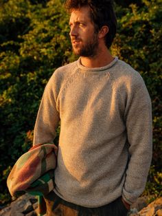 Fisherman Sweater - S - Mollusk Surf Shop Men’s Wool Sweater, Mens English Country Fashion, Coastal Grandpa Outfits Men, Coastal Grandpa Outfits, Man In Sweater, Roll Neck Sweater Outfit, Mountain Fits, Granola Boy Outfits, Mens Roll Neck Sweater