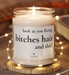 Hair Stylist Gift Idea,New Salon Owner,Cosmetology Graduation,Hairdresser Christmas,Birthday Present,funny Beautician Gifts For Him,Her Packed with immersive aromas, these scented candles come in 9oz glass jars and are one size (2.8″ × 3.5") (7.1cm × 8.8cm). Made with 100% natural soy wax blend, each candle features a 100% cotton wick and a permanent adhesive label where your custom designs can come alive. .: Materials: 100% natural soy wax blend, 100% cotton wick and a glass jar .: Compliant wi Gifts For Your Hair Stylist, Hair Stylist Gifts Ideas, Hairdresser Christmas, Client Gifts Christmas, Cosmetology Graduation, Salon Owner, Hair Stylist Gifts, Genius Ideas, Salon Owners