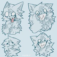 some drawings of cats with different facial expressions