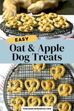 an image of homemade oat and apple dog treats on a grill with the title overlay