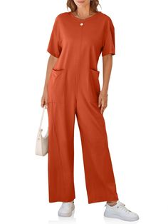 PRICES MAY VARY. Stylish and comfortable: Our jumpsuits are designed to keep you looking fashionable and feeling at ease throughout the day. Wide leg and short sleeve design: The wide leg and short sleeve design provide a relaxed and breezy fit, perfect for hot summer days. Long pants for an elegant look: The long pants add a touch of sophistication to your outfit, making it suitable for both casual and semi-formal occasions. Convenient pockets: Our jumpsuits feature pockets, allowing you to car Summer Jumpsuit Casual, Jumpsuits Casual, Romper Long Pants, Womens Summer Shorts, Loose Jumpsuit, Short Sleeve Jumpsuits, Comfy Tops, Jumpsuit With Sleeves, Outfit Making