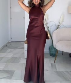 #ad Top Seller for ZARA : Wine Long Satin Halter Dress : 8739/331 : UK Buyers_Get It Faster!!, Fashion Dresses Dress Satin Long, Maxi Satin Dress, Zara Long Dress, Zara Satin Dress, Satin Halter Dress, Zara Woman Dress, New Years Dress, Top Seller, Satin Dress