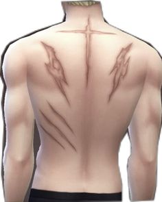 the back of a man with tattoos on his body