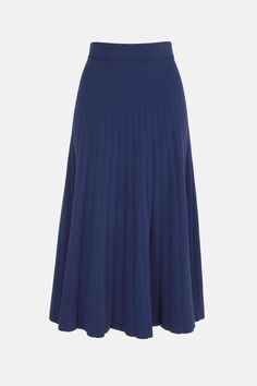 Delphi Navy Knit Skirt | Emilia Wickstead Elegant Ribbed Skirt For Workwear, Elegant Ribbed Skirt For Work, Elegant Ribbed Skirt, Ribbed Midi Skirt For Work, Elegant Relaxed Knit Skirt, Elegant Knit Relaxed Skirt, Elegant Long Knit Skirt, Elegant Ribbed Midi Skirt, Relaxed Ribbed Midi Skirt